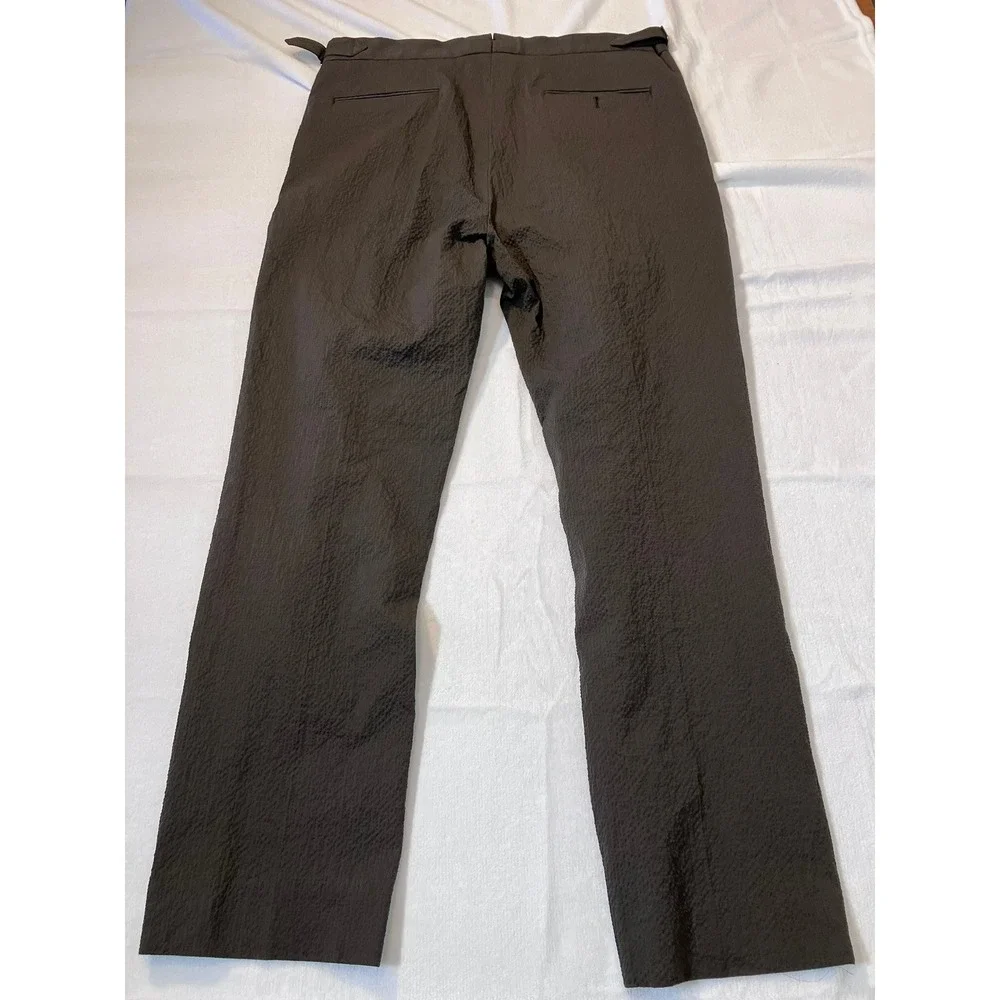 Todd Snyder Lightweight Seersucker Pleated Trousers Brown Side Tab 33x32 (34X29)